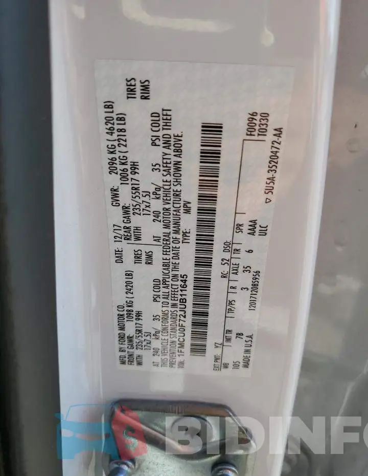 1FMCU0F72JUB11645 Photo# 13