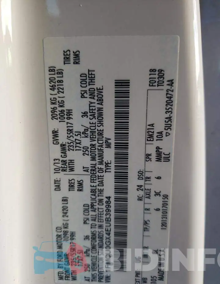 1FMCU0GX4EUB39984 Photo# 13