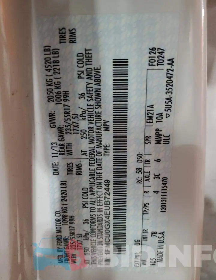 1FMCU0GX4EUB72449 Photo# 13