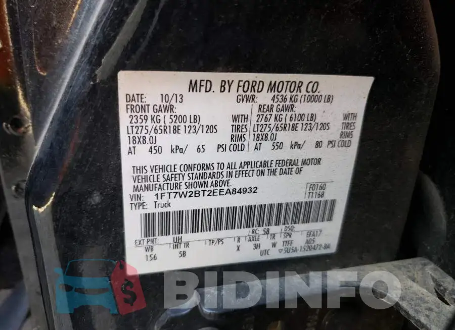 1FT7W2BT2EEA84932 Photo# 12