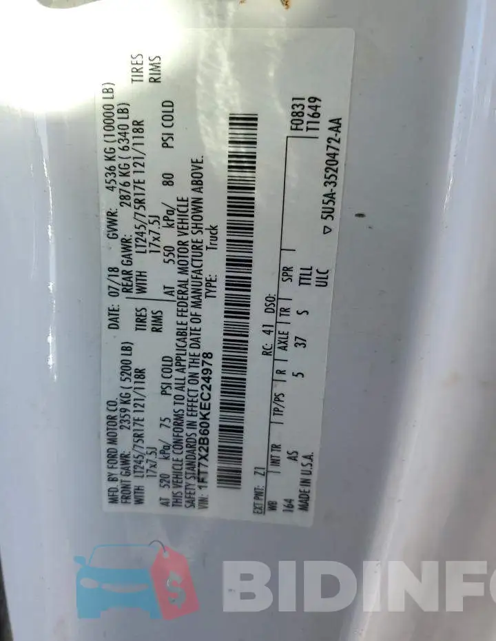 1FT7X2B60KEC24978 Photo# 12