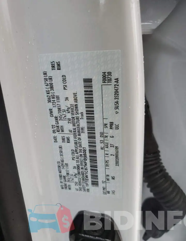 1FTEW1C87NFB98091 Photo# 12