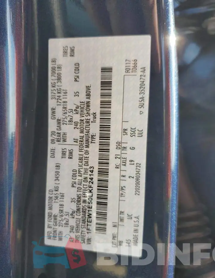 1FTEW1E50LKF24143 Photo# 12