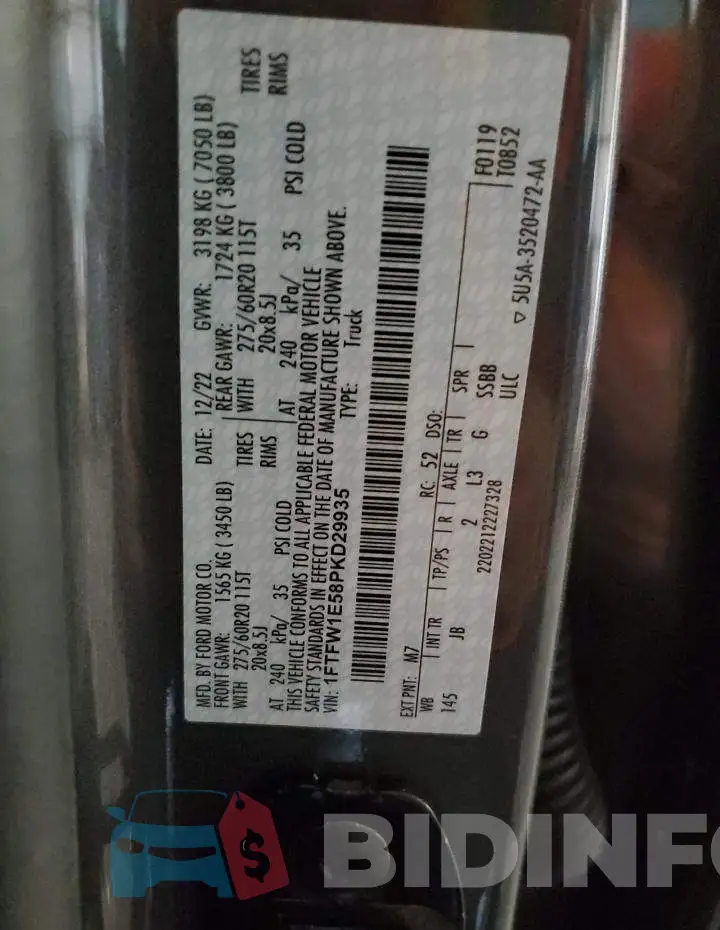 1FTFW1E58PKD29935 Photo# 13