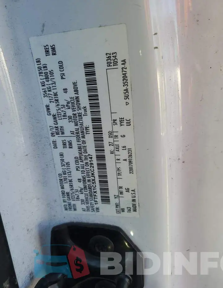 1FTFX1C5XJKC29147 Photo# 13