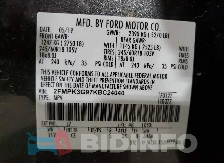 2FMPK3G97KBC24040 Photo# 12