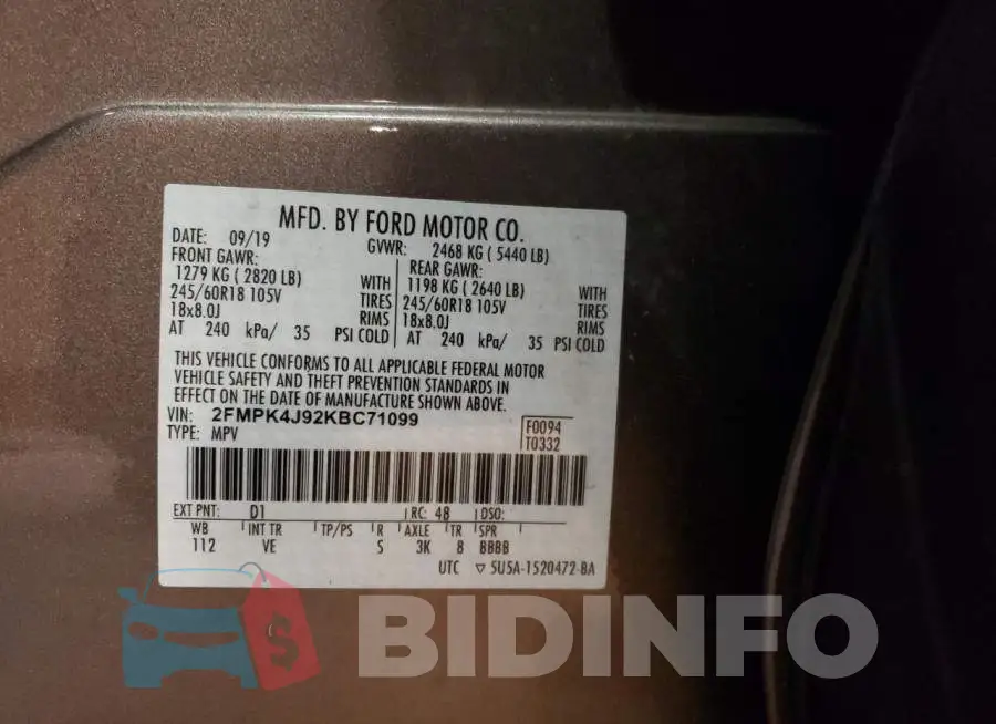 2FMPK4J92KBC71099 Photo# 12