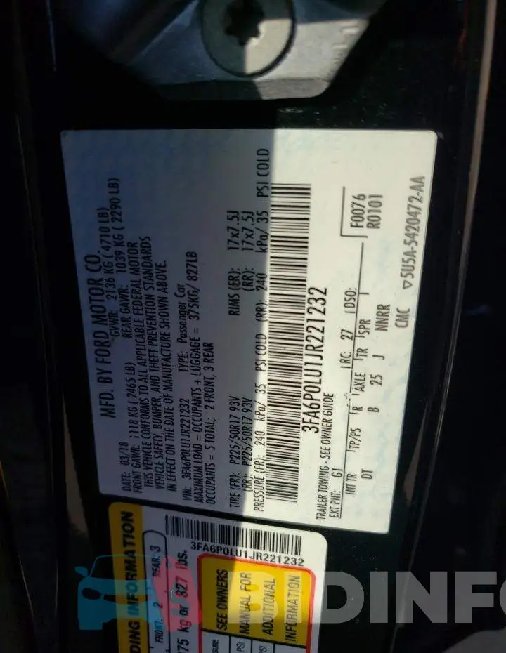 3FA6P0LU1JR221232 Photo# 13