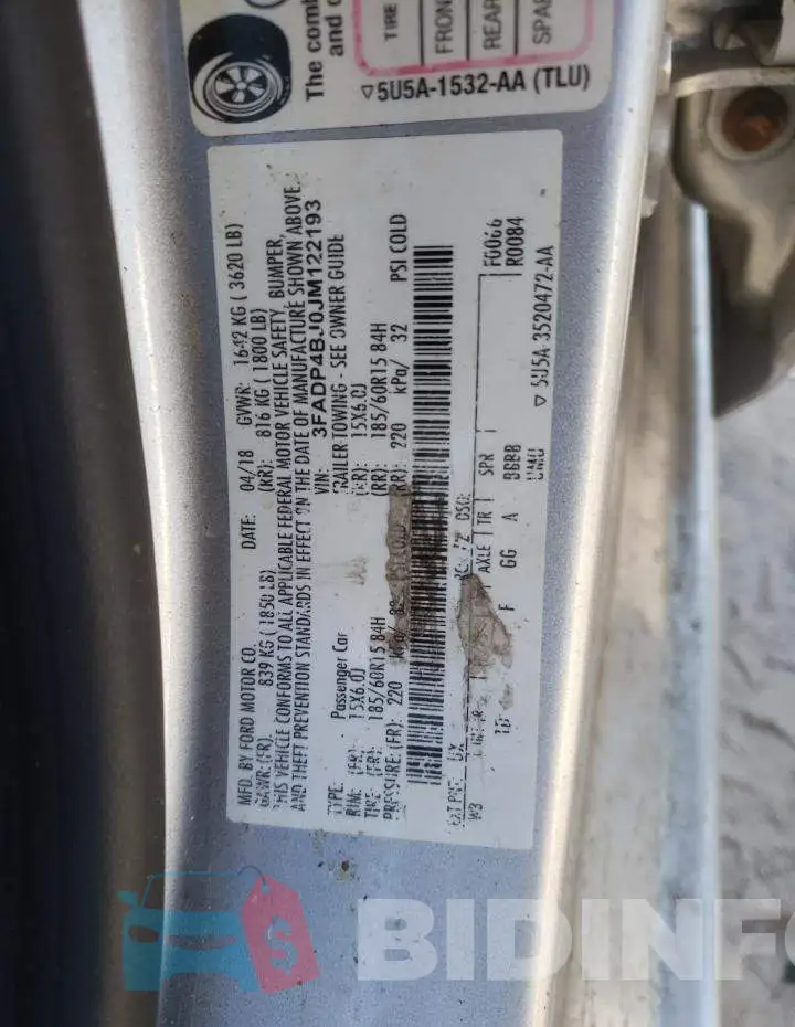3FADP4BJ0JM122193 Photo# 12