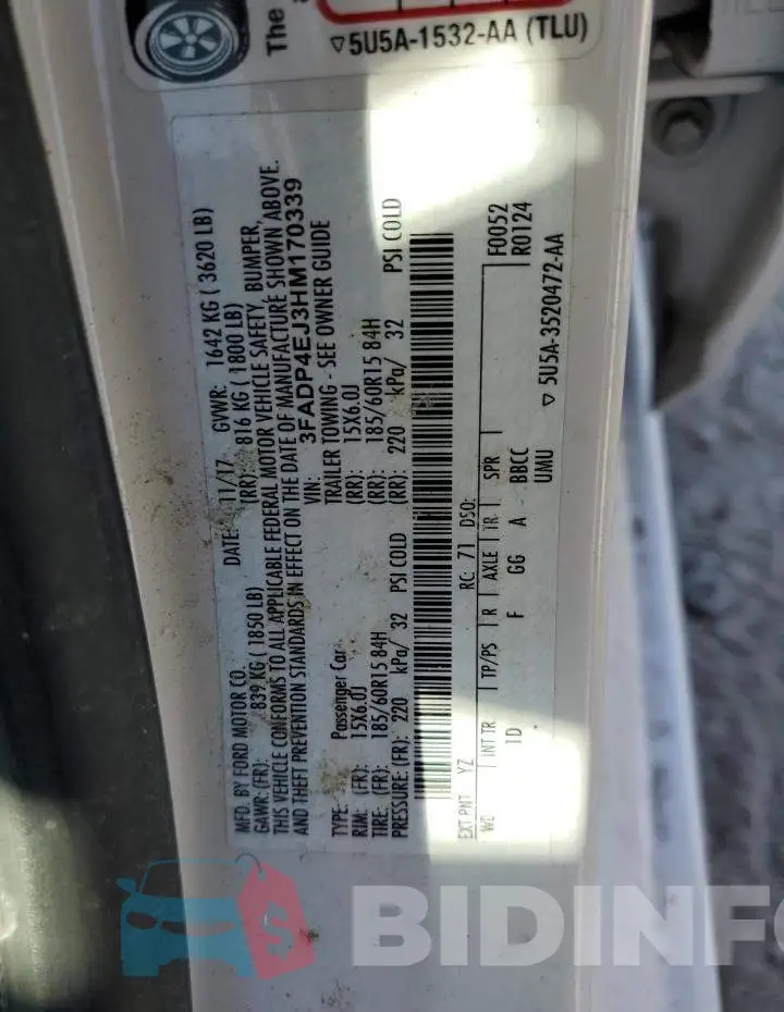 3FADP4EJ3HM170339 Photo# 12