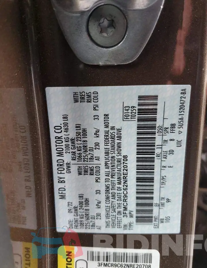 3FMCR9C62NRE20708 Photo# 14