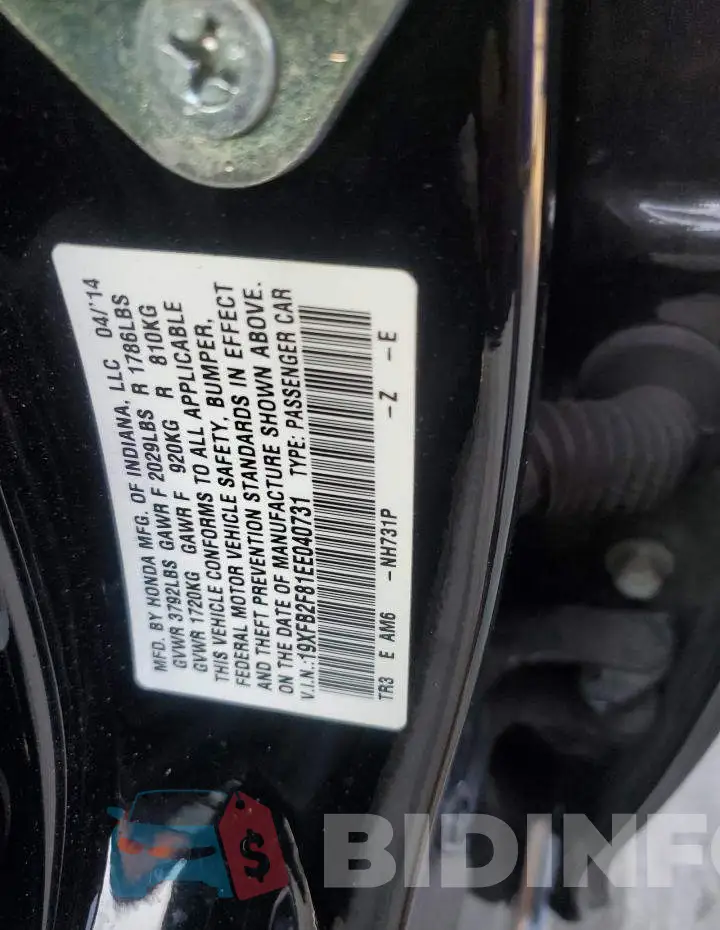 19XFB2F81EE040731 Photo# 12