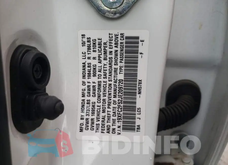 19XFC2F52JE209720 Photo# 12