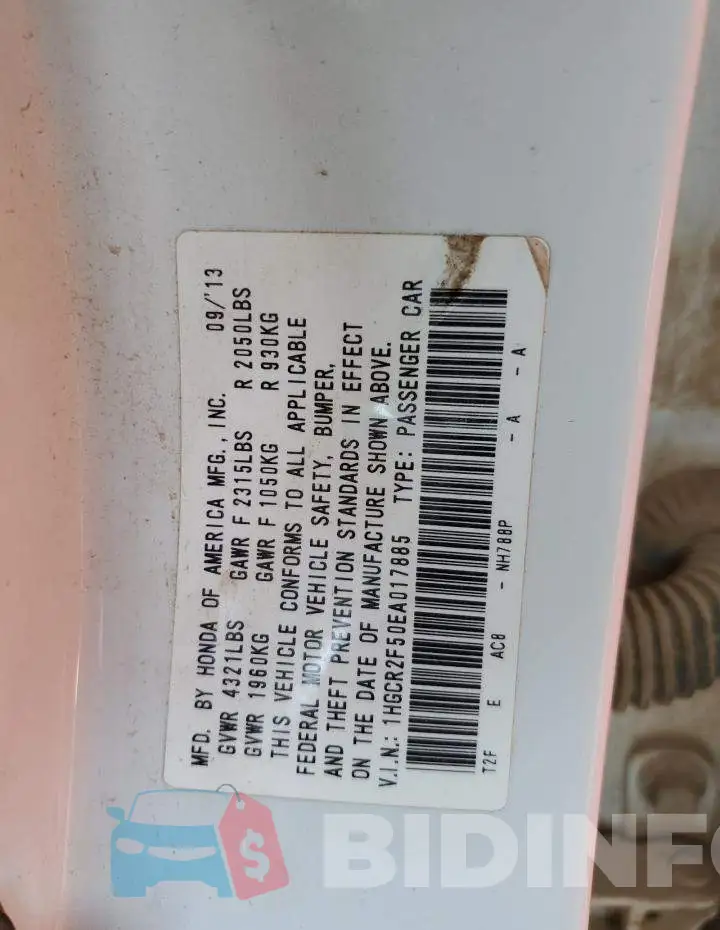 1HGCR2F50EA017885 Photo# 12