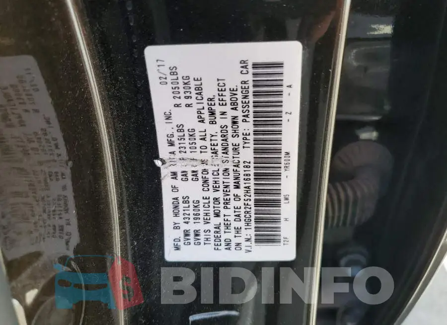 1HGCR2F52HA168182 Photo# 12