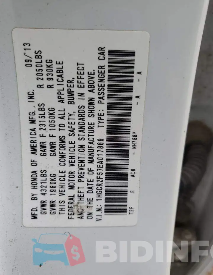 1HGCR2F57EA017866 Photo# 12