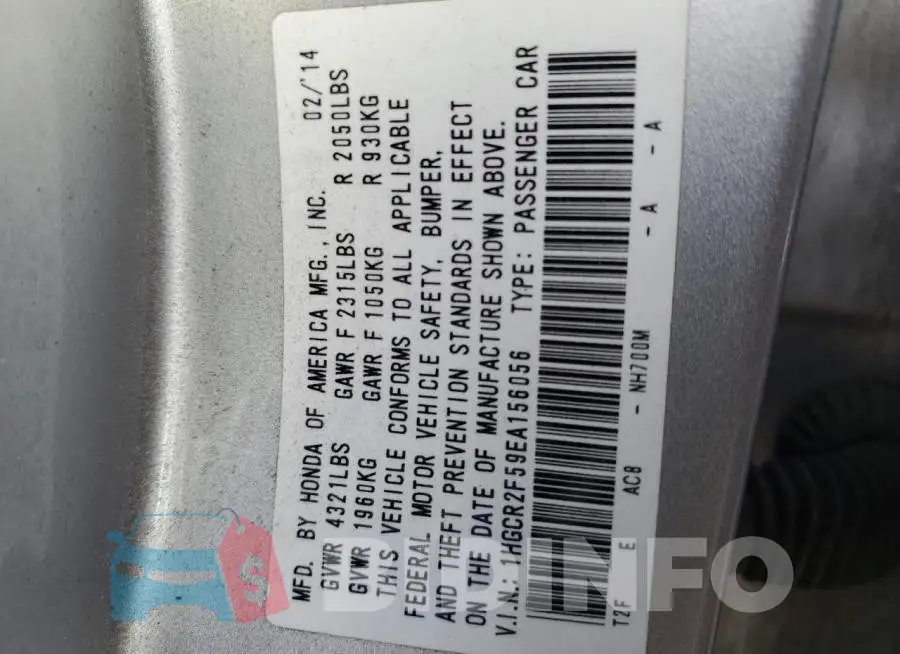 1HGCR2F59EA156056 Photo# 12