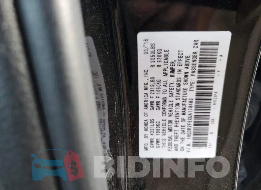 1HGCR2F9XGA178489 Photo# 12