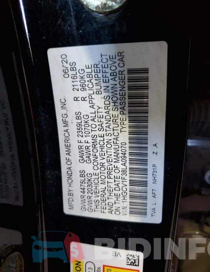 1HGCV1F38LA094070 Photo# 12