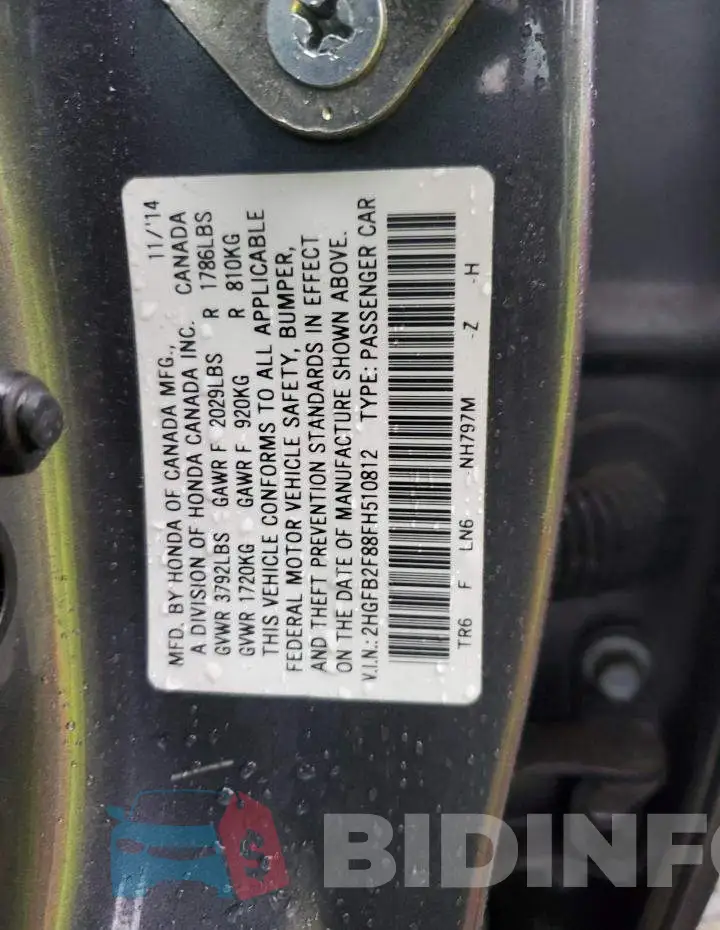 2HGFB2F88FH510812 Photo# 12