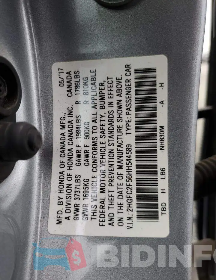 2HGFC2F56HH544589 Photo# 13