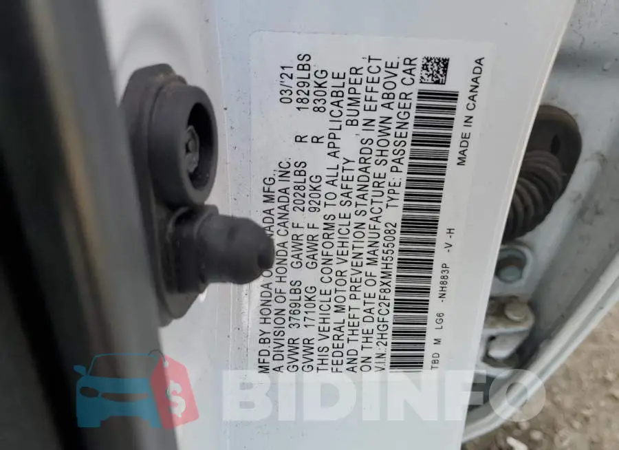 2HGFC2F8XMH555082 Photo# 12
