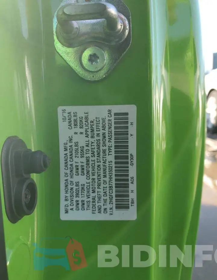 2HGFC3B77HH350215 Photo# 12