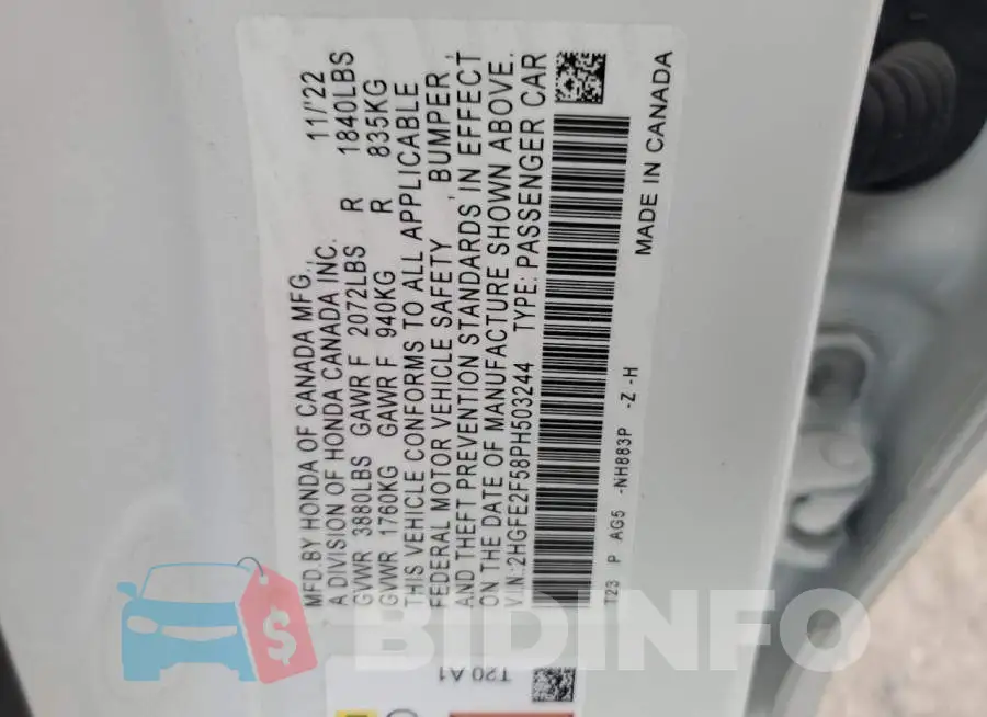 2HGFE2F58PH503244 Photo# 13
