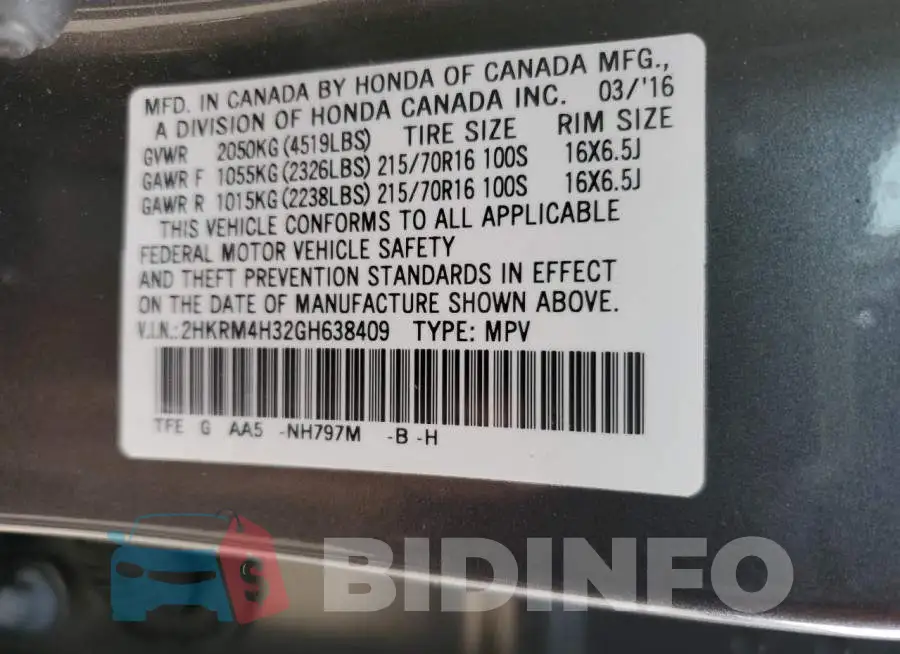 2HKRM4H32GH638409 Photo# 14