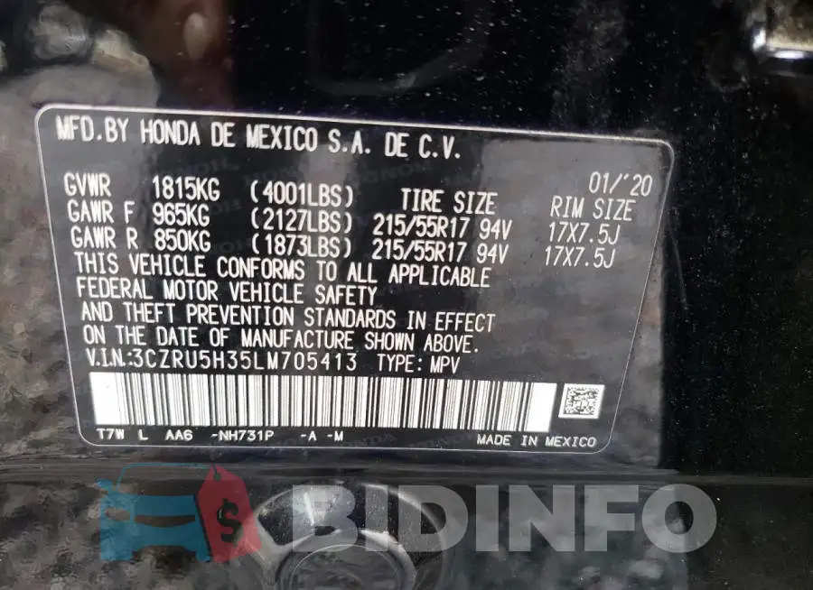 3CZRU5H35LM705413 Photo# 14