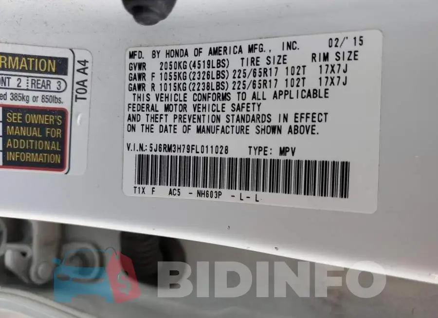 5J6RM3H79FL011028 Photo# 12