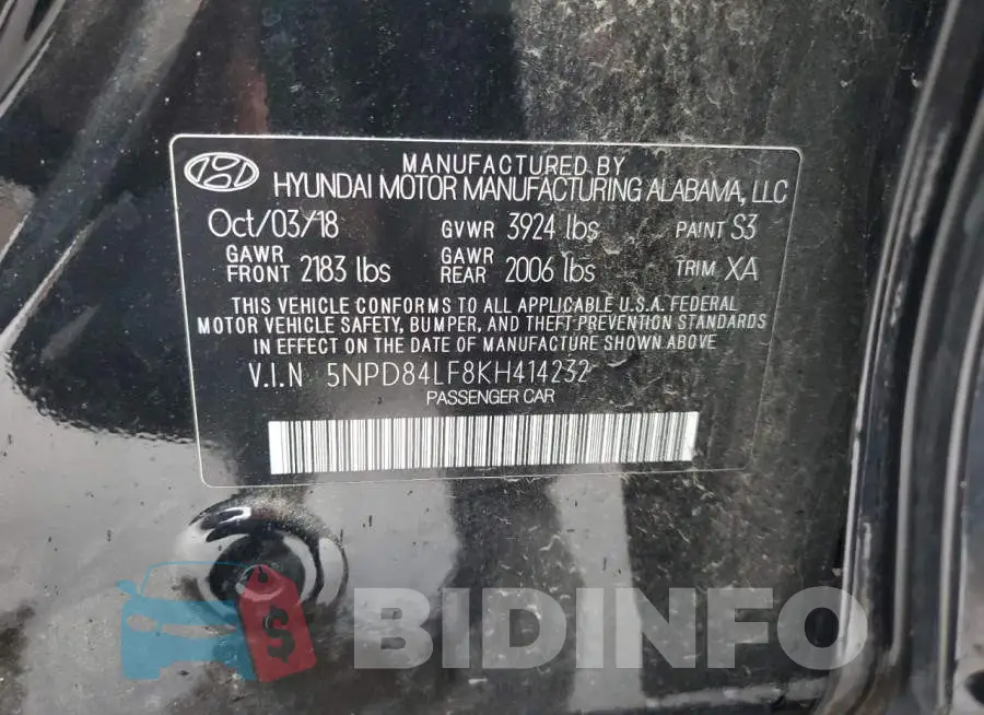 5NPD84LF8KH414232 Photo# 12