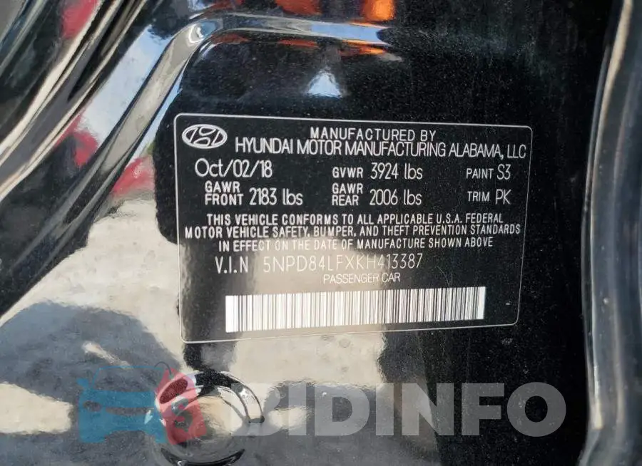 5NPD84LFXKH413387 Photo# 13