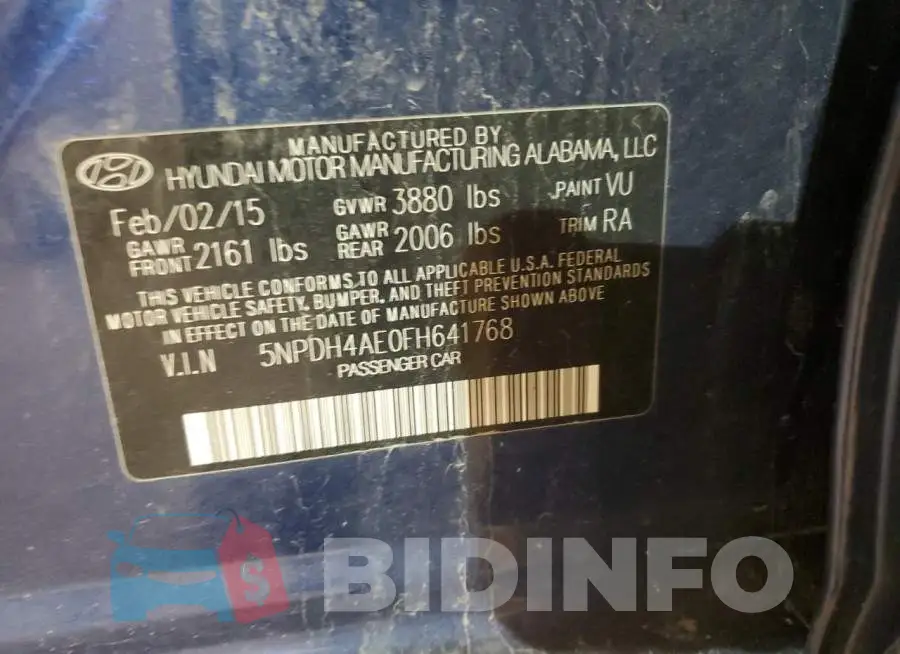 5NPDH4AE0FH641768 Photo# 12