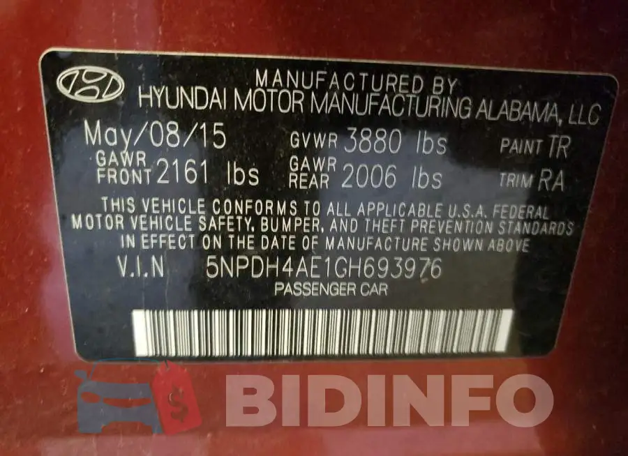 5NPDH4AE1GH693976 Photo# 12