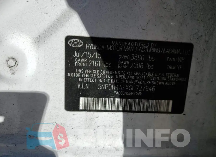 5NPDH4AEXGH727946 Photo# 12