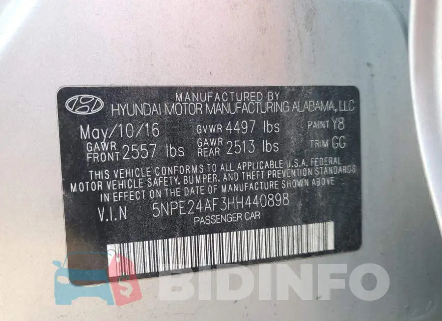 5NPE24AF3HH440898 Photo# 12