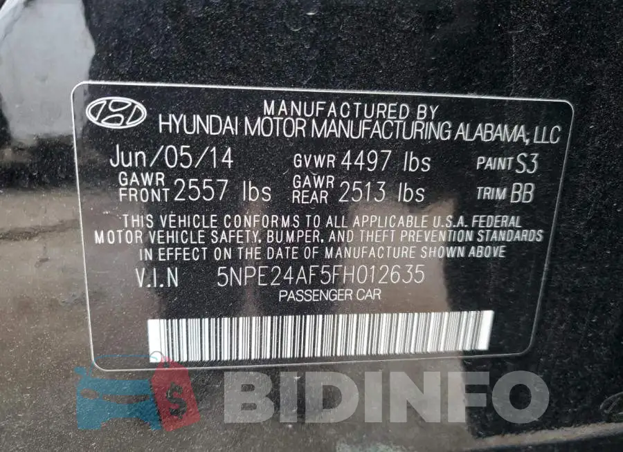 5NPE24AF5FH012635 Photo# 12