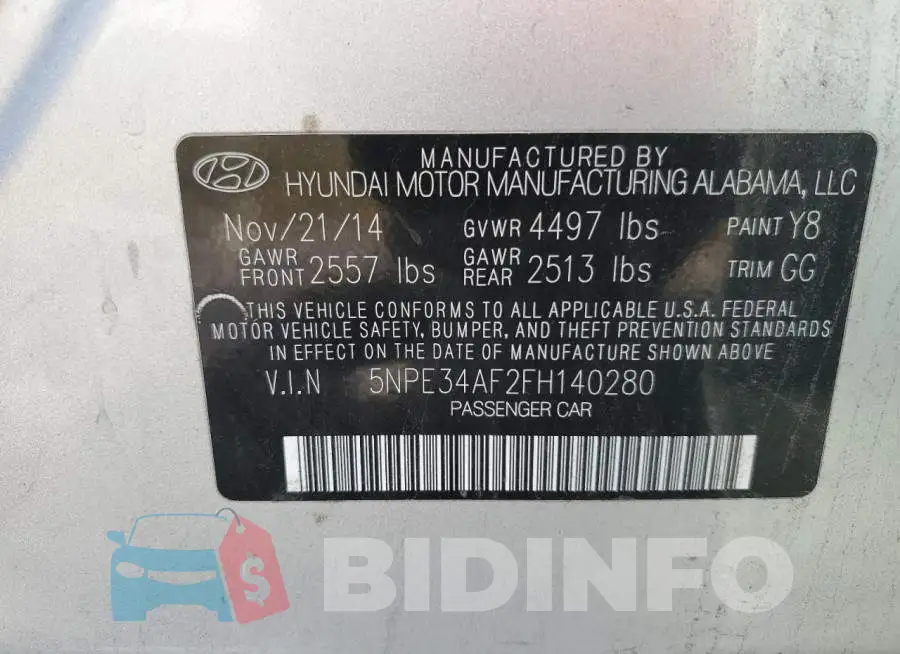 5NPE34AF2FH140280 Photo# 13