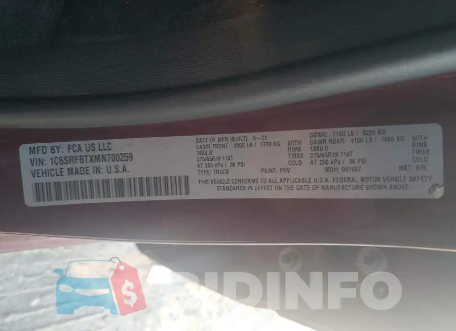 1C6SRFBTXMN700259 Photo# 12