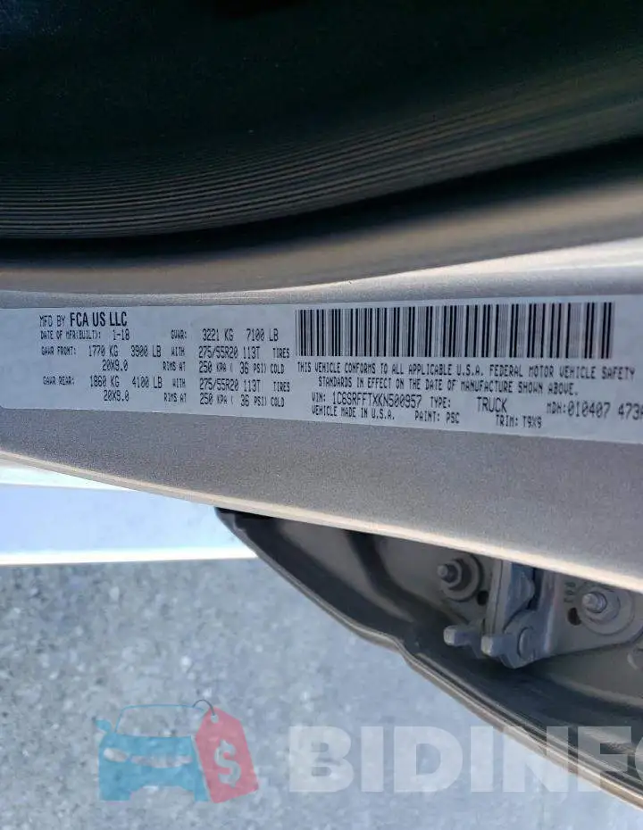 1C6SRFFTXKN500957 Photo# 12