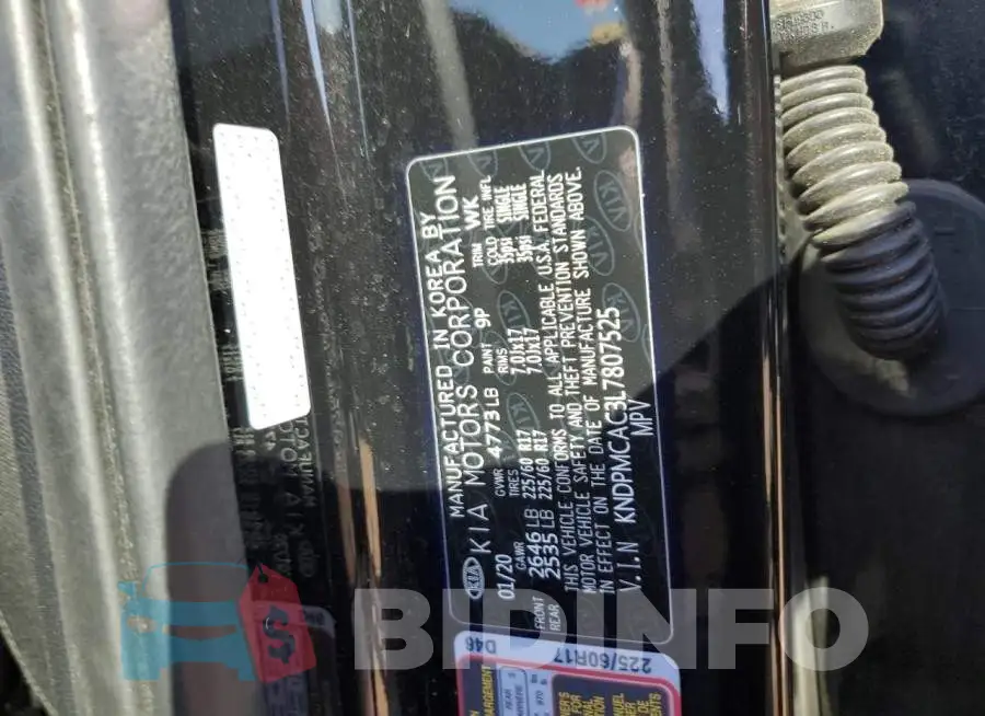 KNDPMCAC3L7807525 Photo# 13