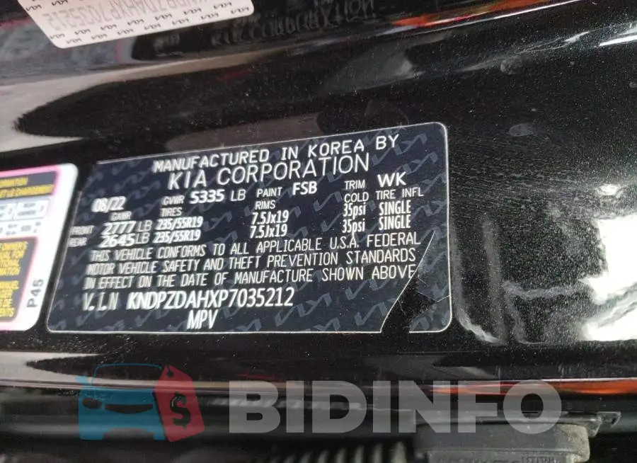 KNDPZDAHXP7035212 Photo# 13