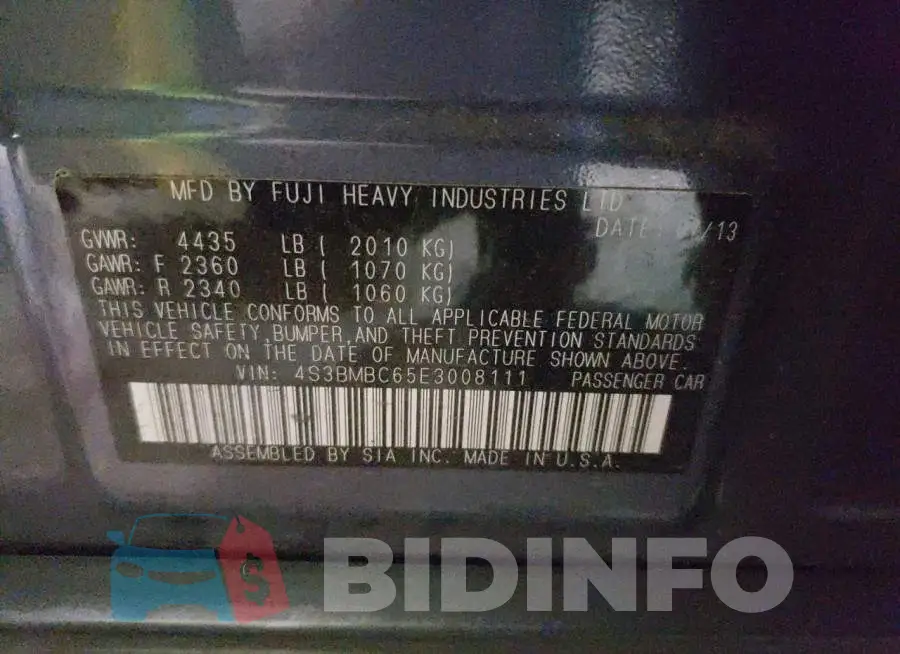4S3BMBC65E3008111 Photo# 12