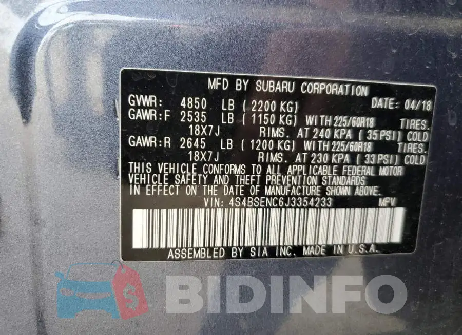 4S4BSENC6J3354233 Photo# 13