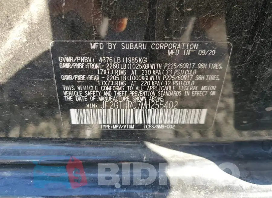 JF2GTHRC7MH255402 Photo# 12