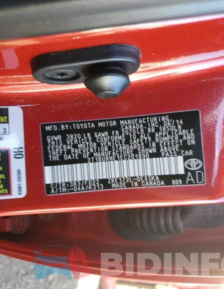 2T1BURHE1EC201890 Photo# 12