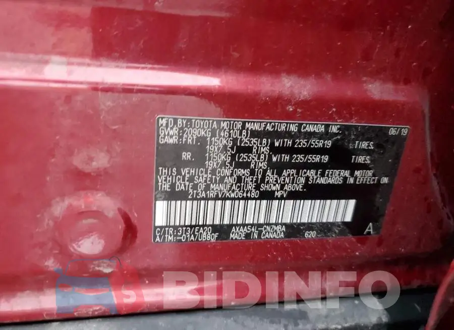 2T3A1RFV7KW064480 Photo# 14