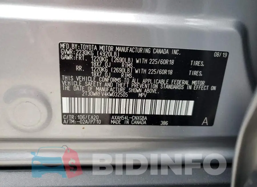 2T3DWRFV4KW032505 Photo# 13