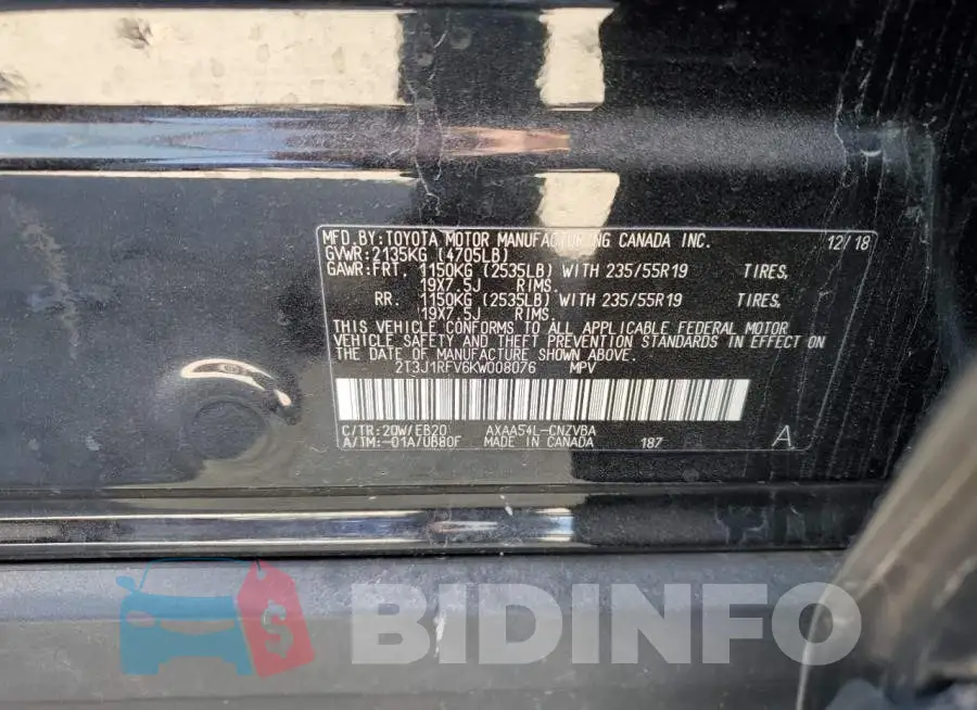 2T3J1RFV6KW008076 Photo# 14